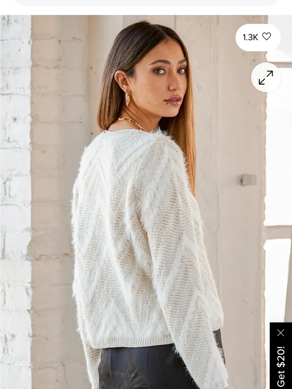 Vero Moda Lorissa Beige Multi Knit Long Sleeve Sweater Small
